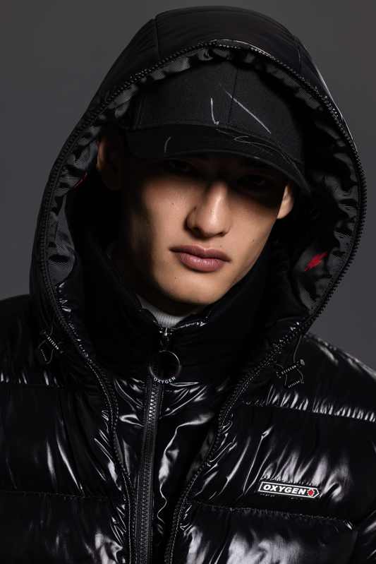 MH30-1310 Polydown Shiny Bomber jacket with non removable hood