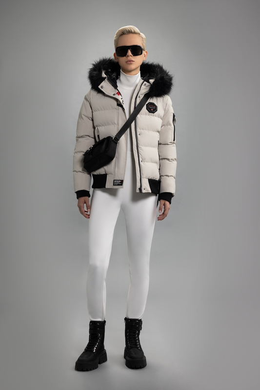 MF30-1366 Polydown Bomber jacket with fake fur and removable hood